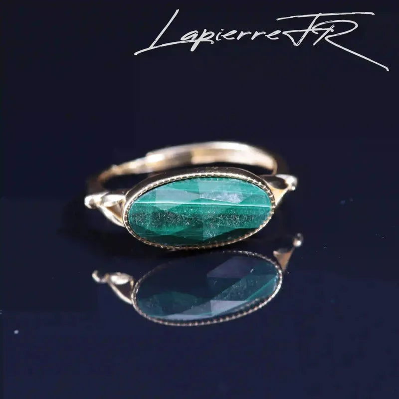 Bague en Malachite (pierre verte) plaqué Or 18 carats - La Pierre FR