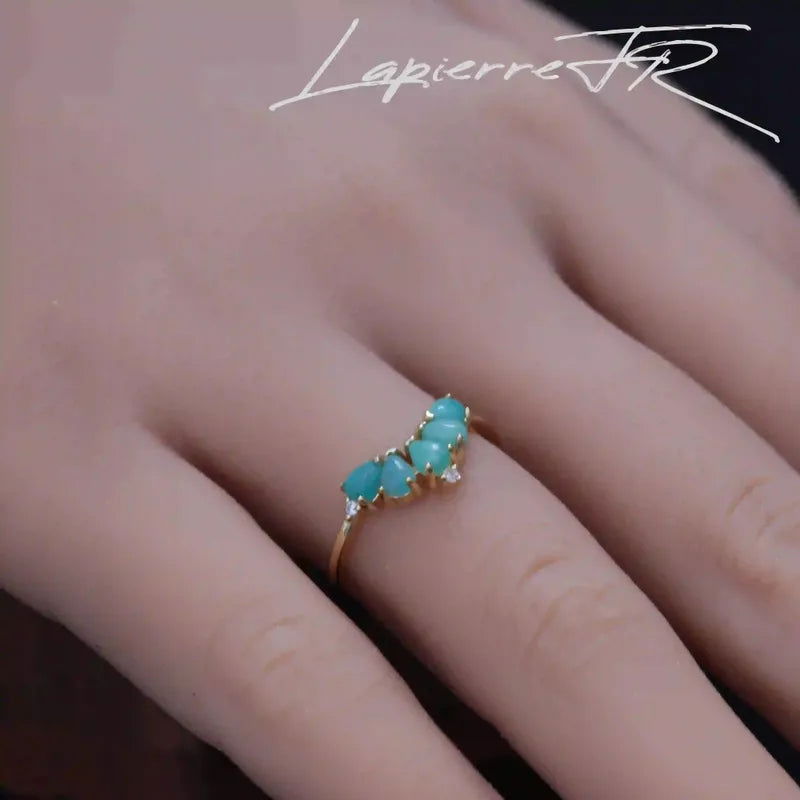 Bague en amazonite plaqué Or 18 carats - La Pierre FR