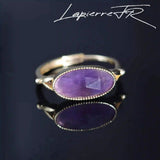 Bague en améthyste ovale plaqué Or 18 carats - La Pierre FR