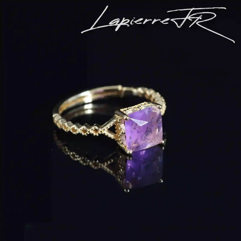 Bague en améthyste plaqué Or 18 carats - La Pierre FR