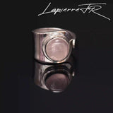 Bague en pierre de quartz rose sur argent - La Pierre FR