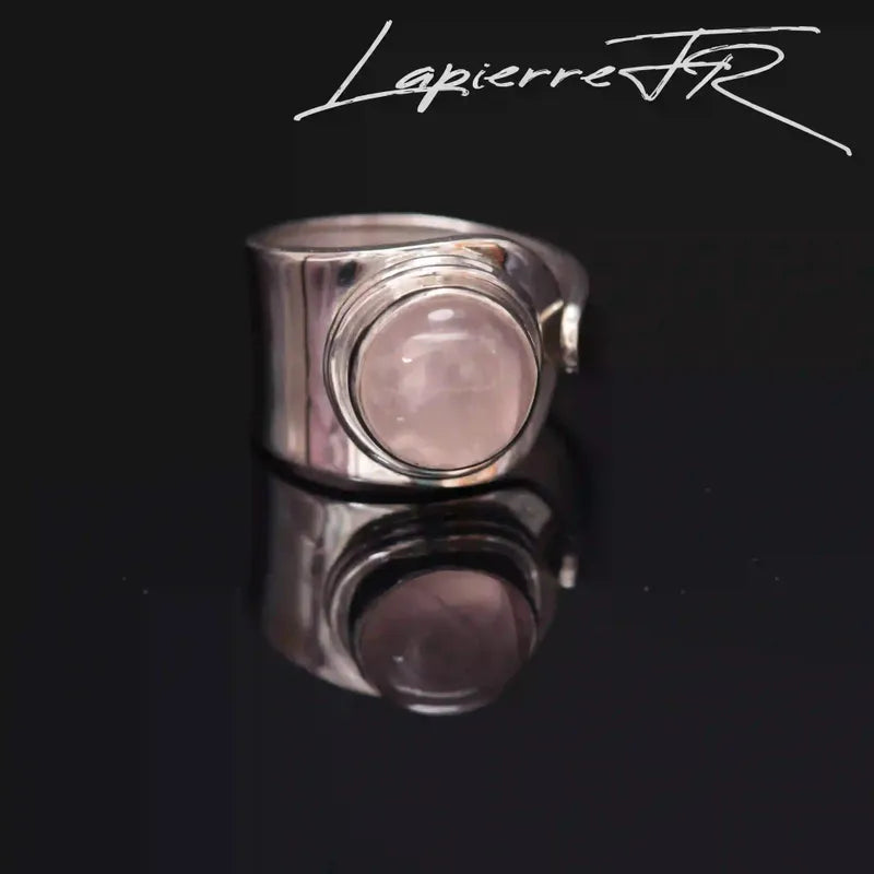 Bague en pierre de quartz rose sur argent - La Pierre FR