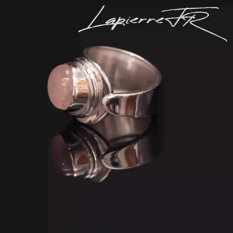 Bague en pierre de quartz rose sur argent - La Pierre FR