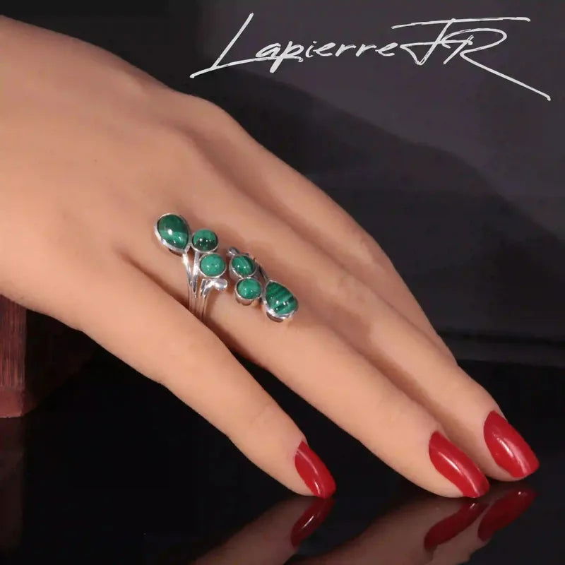 Bague malachite en argent 925 - La Pierre FR