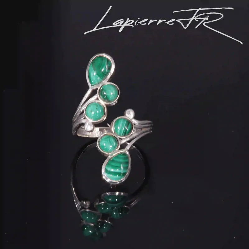 Bague malachite en argent 925 - La Pierre FR