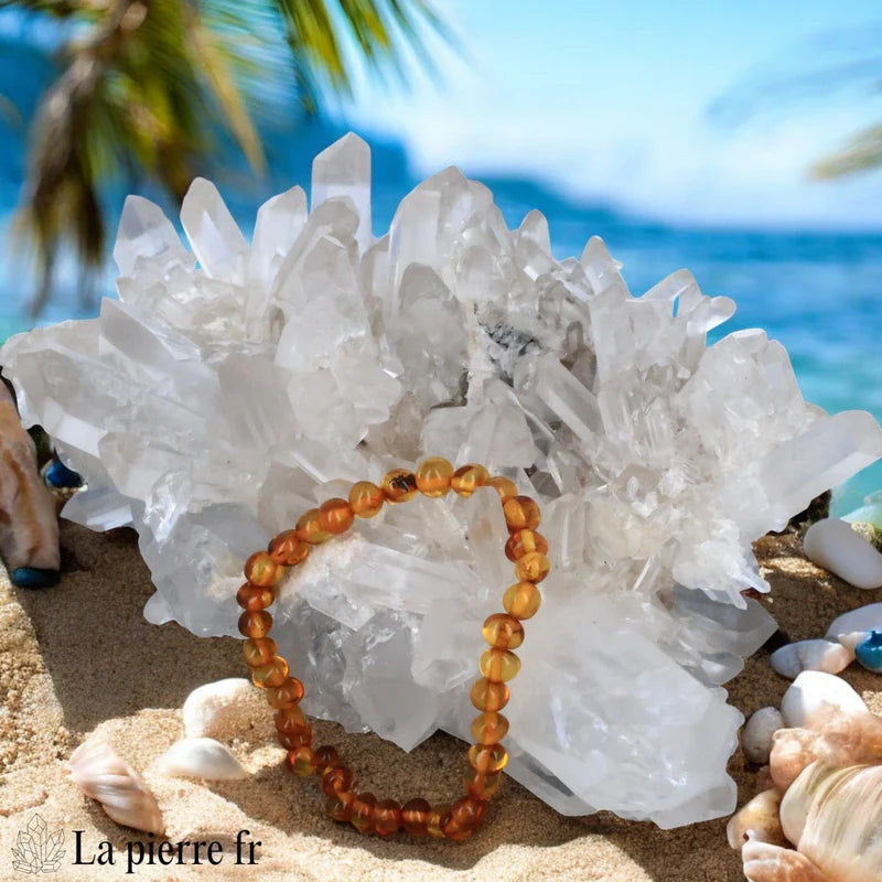 Bracelet en Ambre Véritable de la Baltique - Couleur Cognac