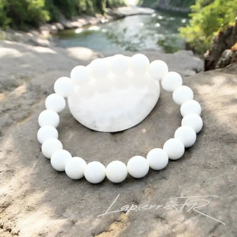 Bracelet perle naturelle Coquillage blanc pour protection, pureté et sérénité