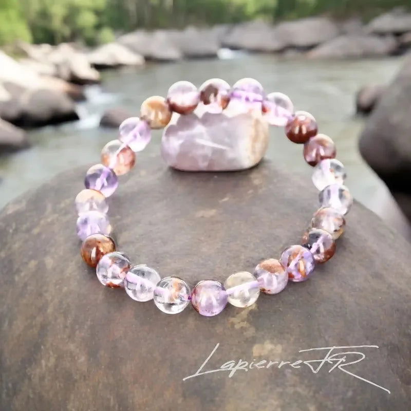 Bracelet lithothérapie en Auralite 23 pour protection énergétique et éveil spirituel