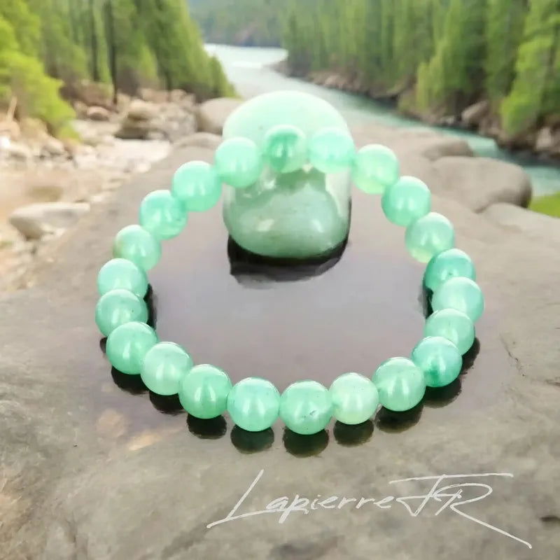 Bracelet pierre naturelle en Aventurine Verte véritable, bijou de lithothérapie vert pour la chance, l’harmonie et la sérénité du cœur. Bracelet sur mesure pour femme et homme – La Pierre FR.