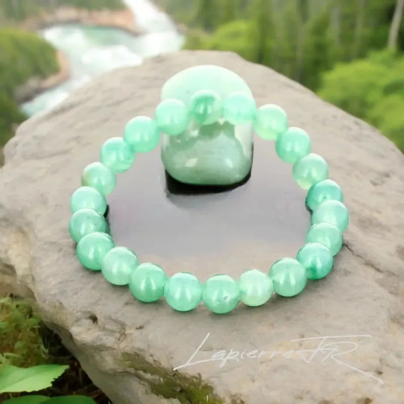 Bracelet sur mesure en perles rondes d'Aventurine Verte naturelle 8mm pour chance et lithothérapie