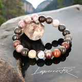 Bracelet lithothérapie en Bois Pétrifié pour ancrage profond, stabilité et patience