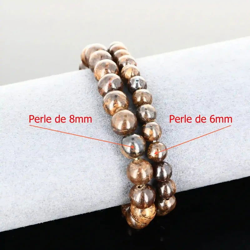 Bracelet lithothérapie en Bronzite pour protection énergétique, calme et ancrage