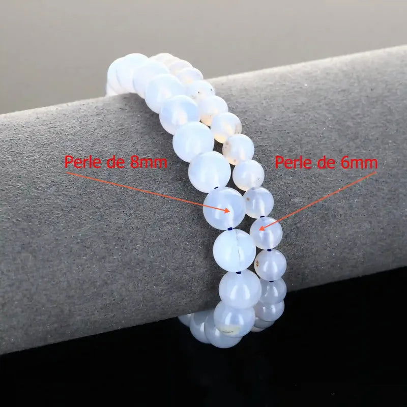 Bracelet pierre naturelle Calcédoine Bleue pour apaisement, expression de soi et clarté mentale