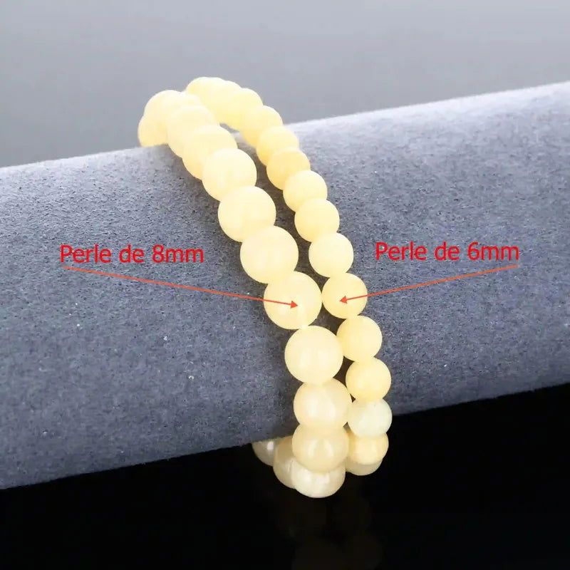 Bracelet sur mesure en perles rondes de Calcite Orange-Miel naturelle 6mm ou 8mm