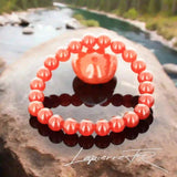 Bracelet pierre naturelle véritable Cornaline orange-rouge, perles rondes pour lithothérapie, vitalité, créativité et confiance.