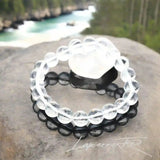 Bracelet pierre naturelle véritable Cristal de Roche transparent, perles rondes pour lithothérapie, amplification énergétique et clarté mentale.