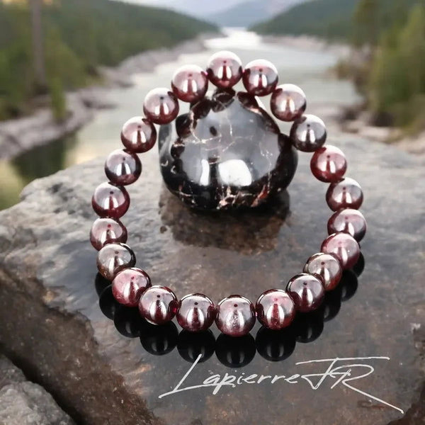 Bracelet Grenat Rouge Naturel (pierre rouge) Perles Rondes 6/8mm | Sur Mesure 12-18cm