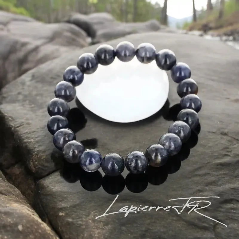 Bracelet Iolite Bleu Violet, Perles de 6 ou 8 mm sur Mesure