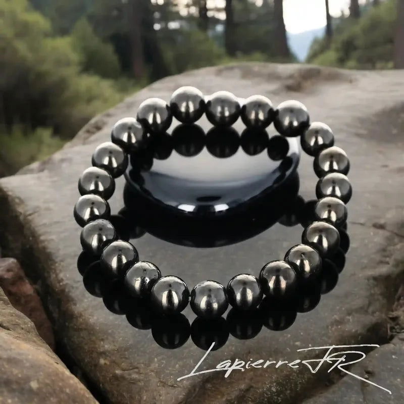 Bracelet lithothérapie en Jais noir pour protection, soutien lors du chagrin et ancrage