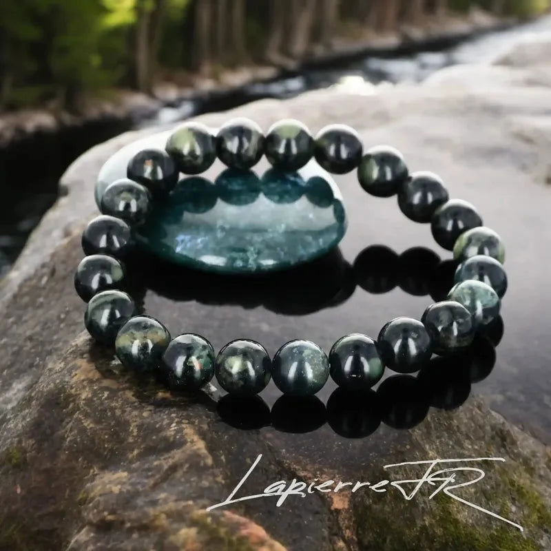 Bracelet pierre naturelle en Jaspe Mabamba véritable, bijou de lithothérapie marron et rouge pour la force, la vitalité et l’ancrage. Bracelet sur mesure pour femme et homme – La Pierre FR.