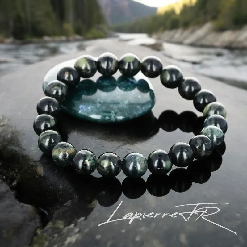 Bracelet lithothérapie en Jaspe Mabamba pour bonheur, force intérieure et confort