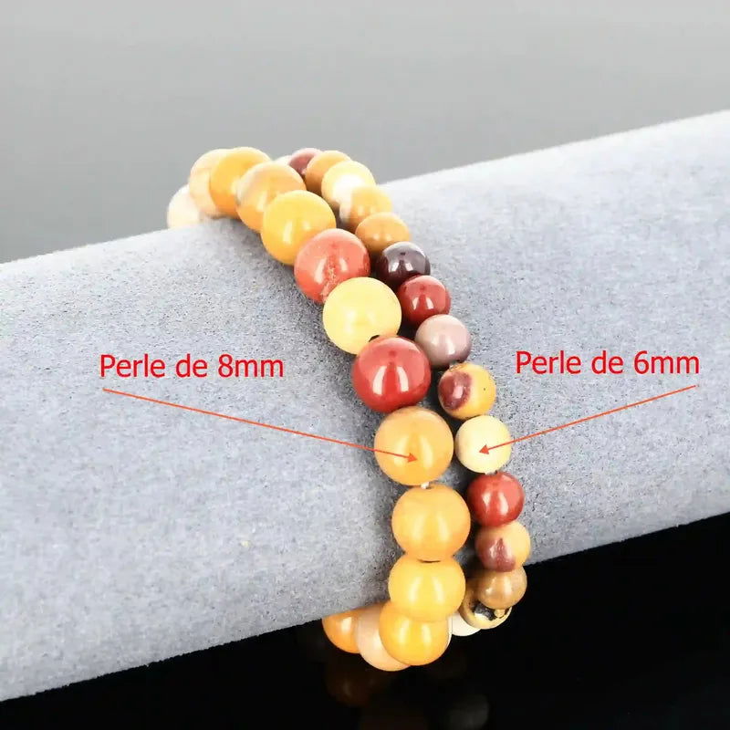 Bracelet élastique perles naturelles Jaspe Mokaïte 6mm Australie par La Pierre Fr