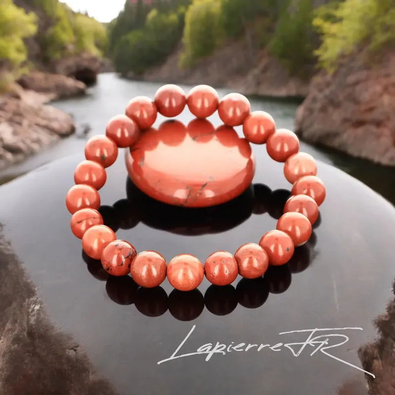 Bracelet Jaspe Rouge en Perles Rondes de 6 ou 8 mm, Sur Mesure