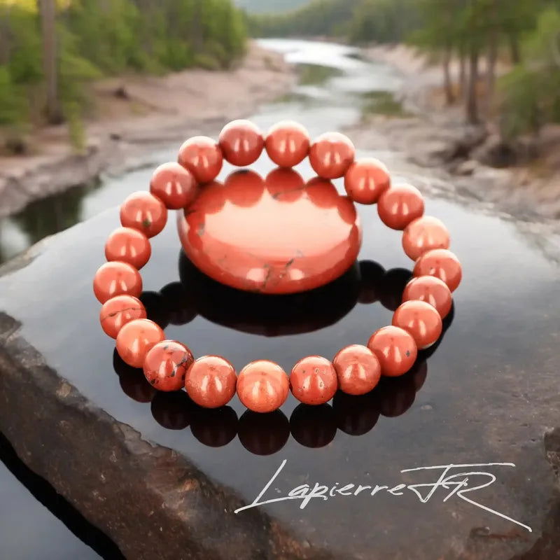 Bracelet sur mesure en perles rondes de Jaspe Rouge naturel 8mm pour lithothérapie et ancrage