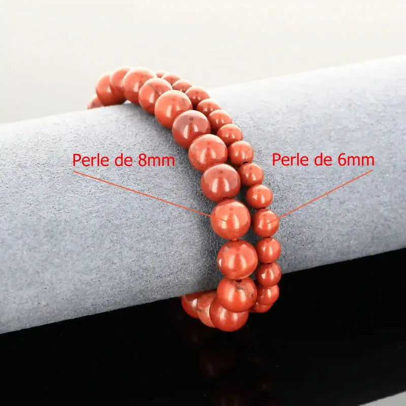Bracelet pierre rouge en Jaspe Naturel pour vitalité, protection énergétique et confiance en soi