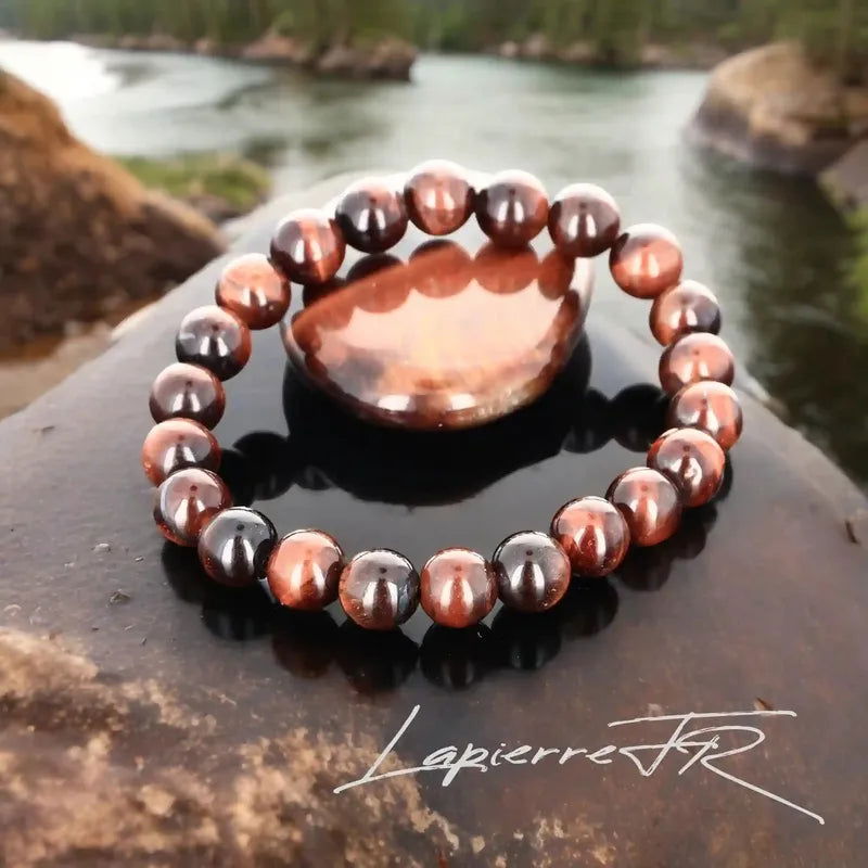 Bracelet Pierre Œil de Taureau (Oeil Tigre Rouge) 6mm 8mm