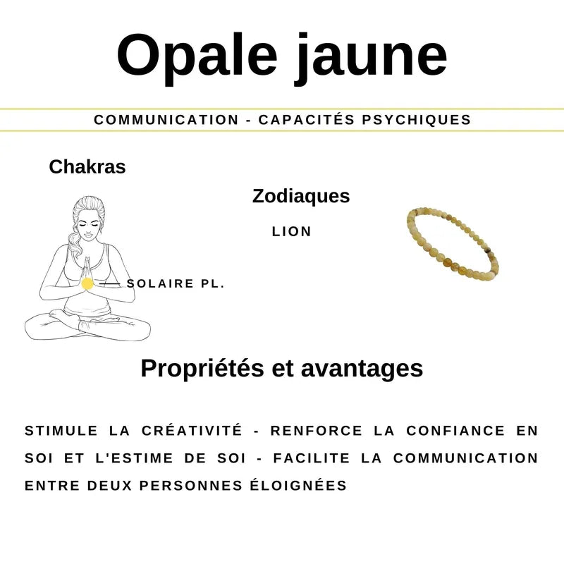 vertus du bracelet pierre naturelle Opale jaune - La Pierre FR