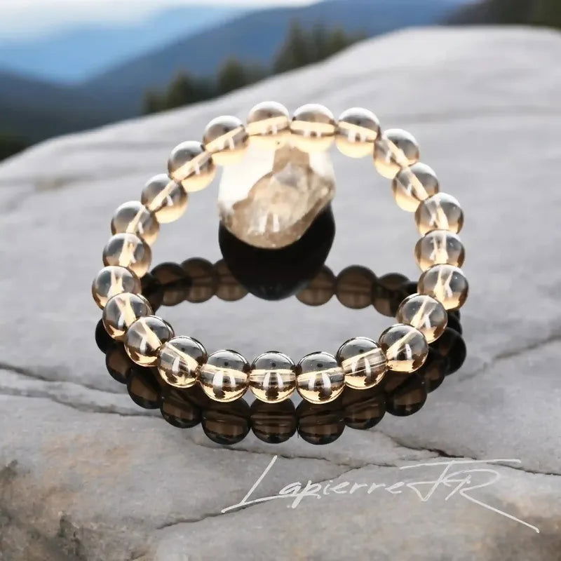 Bracelet Pierre Quartz Fumé 6mm 8mm | Lithothérapie Calme