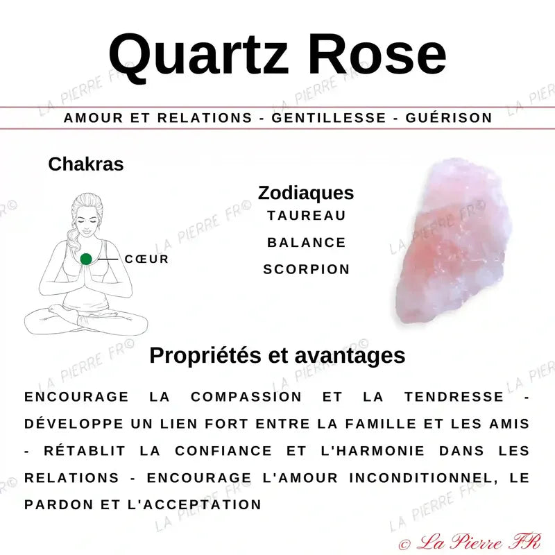 vertus du bracelet pierre naturelle Quartz Rose - La Pierre FR