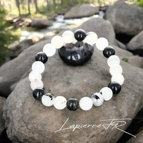 Bracelet Quartz Tourmaline, Protection Femme et Homme, Perles 6 ou 8 mm