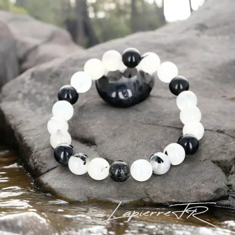 Bracelet Quartz Tourmaline Naturel Perles Rondes 6/8mm | Sur Mesure 12-18cm