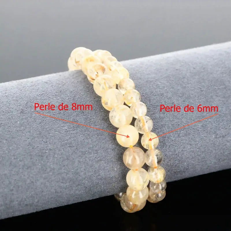 Bracelet lithothérapie en Quartz Rutile pour amplifier les intentions, clarté mentale et protection