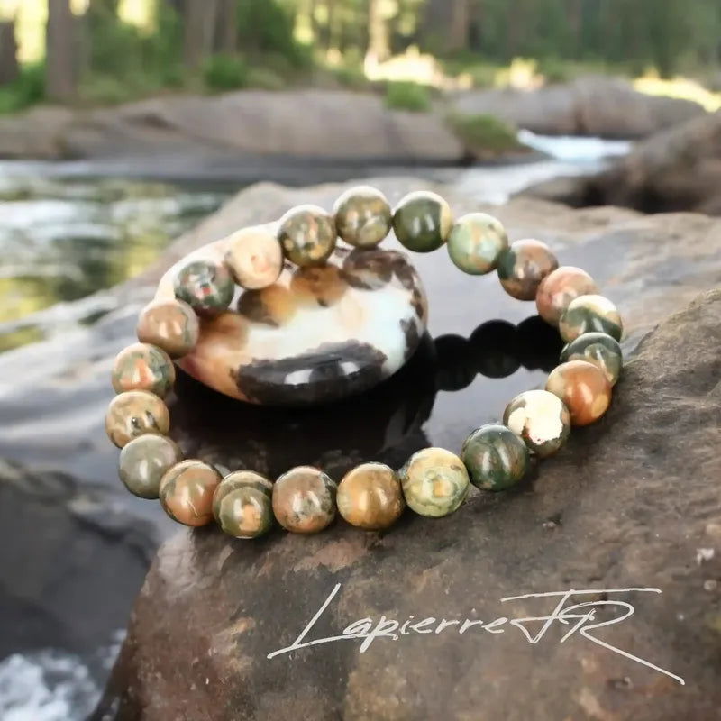 Bracelet lithothérapie en Rhyolite pour stimuler la créativité, l'estime de soi et le changement positif