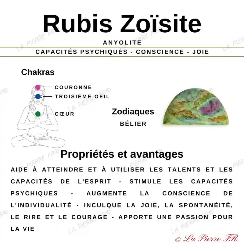 vertus du bracelet en perle de rubis zoïsite naturelle