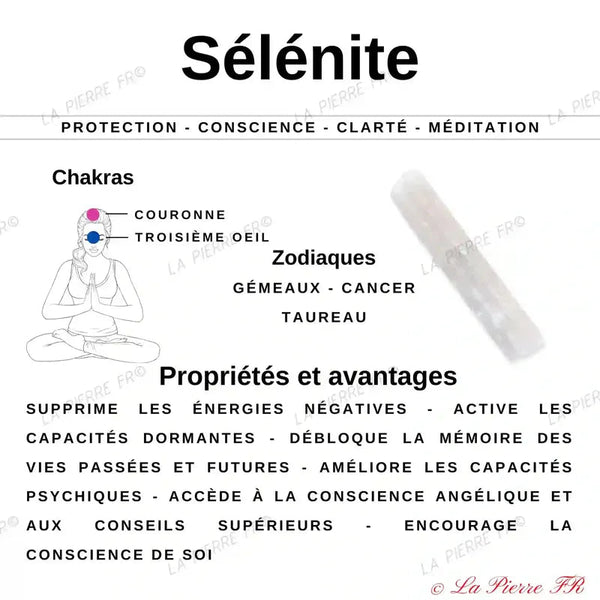 vertus du Bracelet pierre naturelle Sélénite 