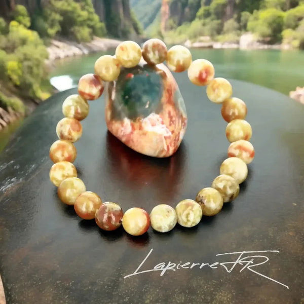 Bracelet sur mesure en perles boules de Serpentine Verte naturelle 8mm pour lithothérapie