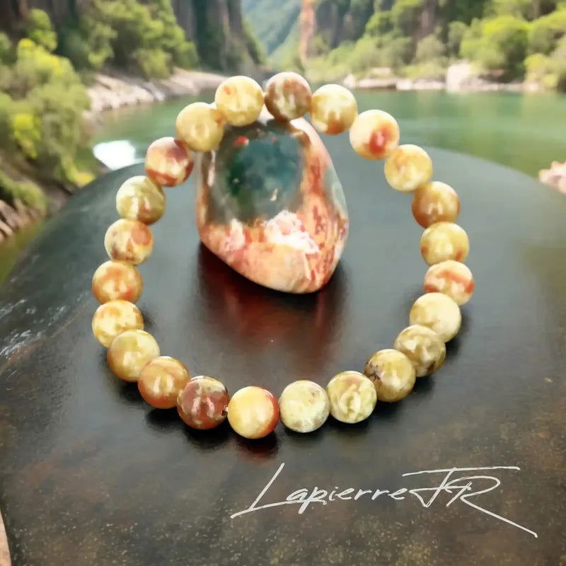Bracelet sur mesure en perles boules de Serpentine Verte naturelle 8mm pour lithothérapie