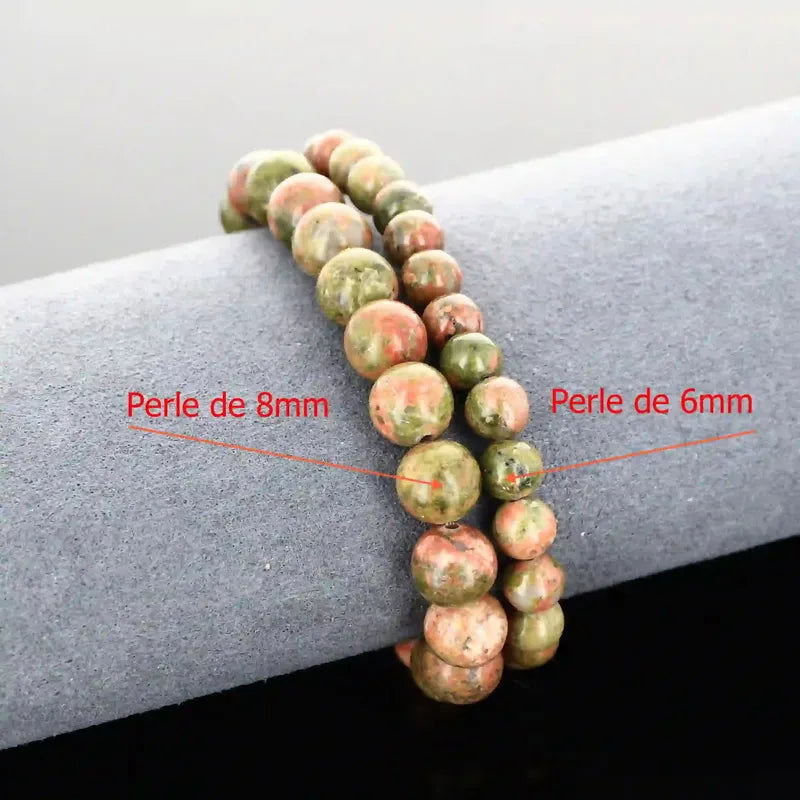 Splendide bracelet Unakite en pierre naturelle (6mm ou 8mm). Pour l'ancrage doux, l'équilibre émotionnel et spirituel (Chakra Cœur).
