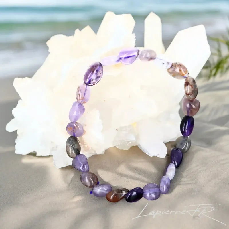 Bracelet pierre roulée en Cacoxénite "Super Seven" - La Pierre FR