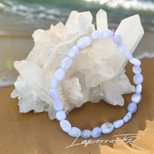 Bracelet Calcédoine Bleue en pierre roulée