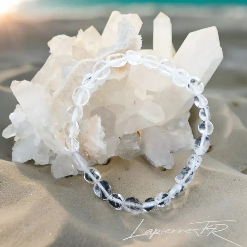 Bracelet pierre roulée en Cristal de Roche - La Pierre FR