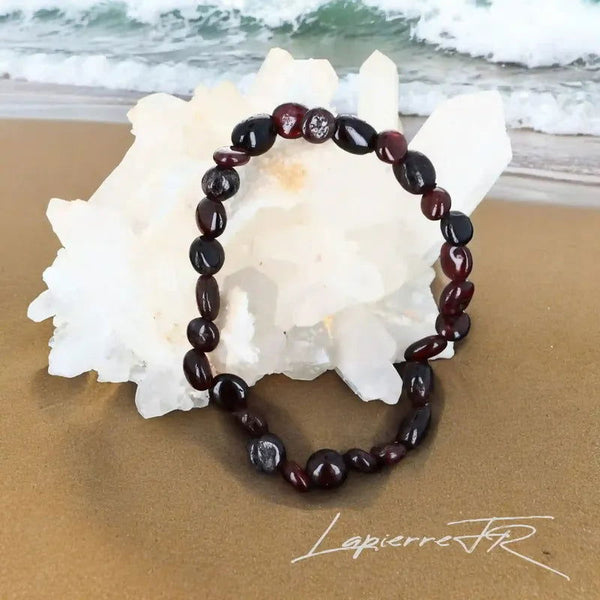 Bracelet pierre roulée en Grenat rouge - La Pierre FR