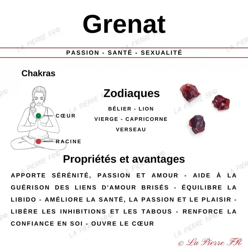 Bracelet pierre roulée en Grenat rouge - La Pierre FR