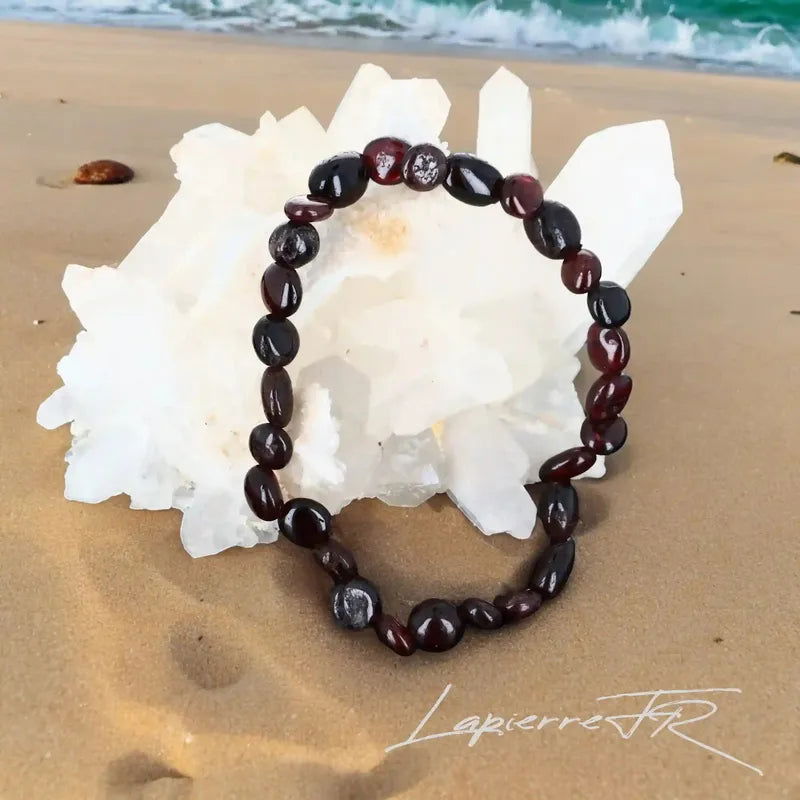 Bracelet pierre roulée en Grenat rouge - La Pierre FR