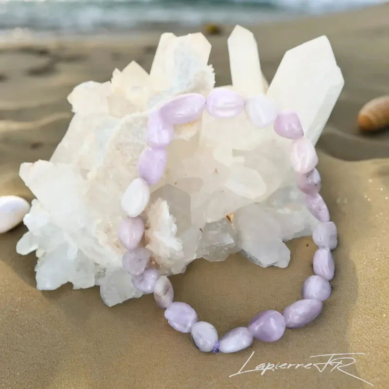 Bracelet Kunzite en pierre roulée