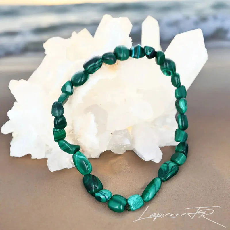 Bracelet Malachite en pierre roulée